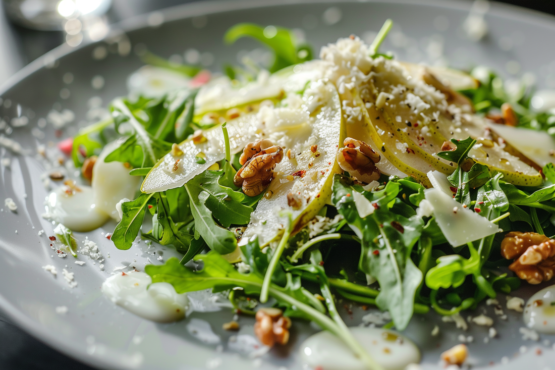 Arugula Salad with Pear and Parmesan - Organo Republic seeds store Arugula Salad with Pear and Parmesan
