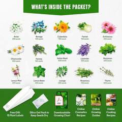 15 Medicinal & Herbal Tea Seeds Variety Pack Home Garden Kit Plant Markers 2950+ Non-GMO Heirloom Indoor Hydroponic Outdoors Planting Herb Anise Basil - Organo Republic seeds store 15 Medicinal & Herbal Tea Seeds Variety Pack Home Garden Kit Plant Markers 2950+ Non-GMO Heirloom Indoor Hydroponic Outdoors Planting Herb Anise Basil