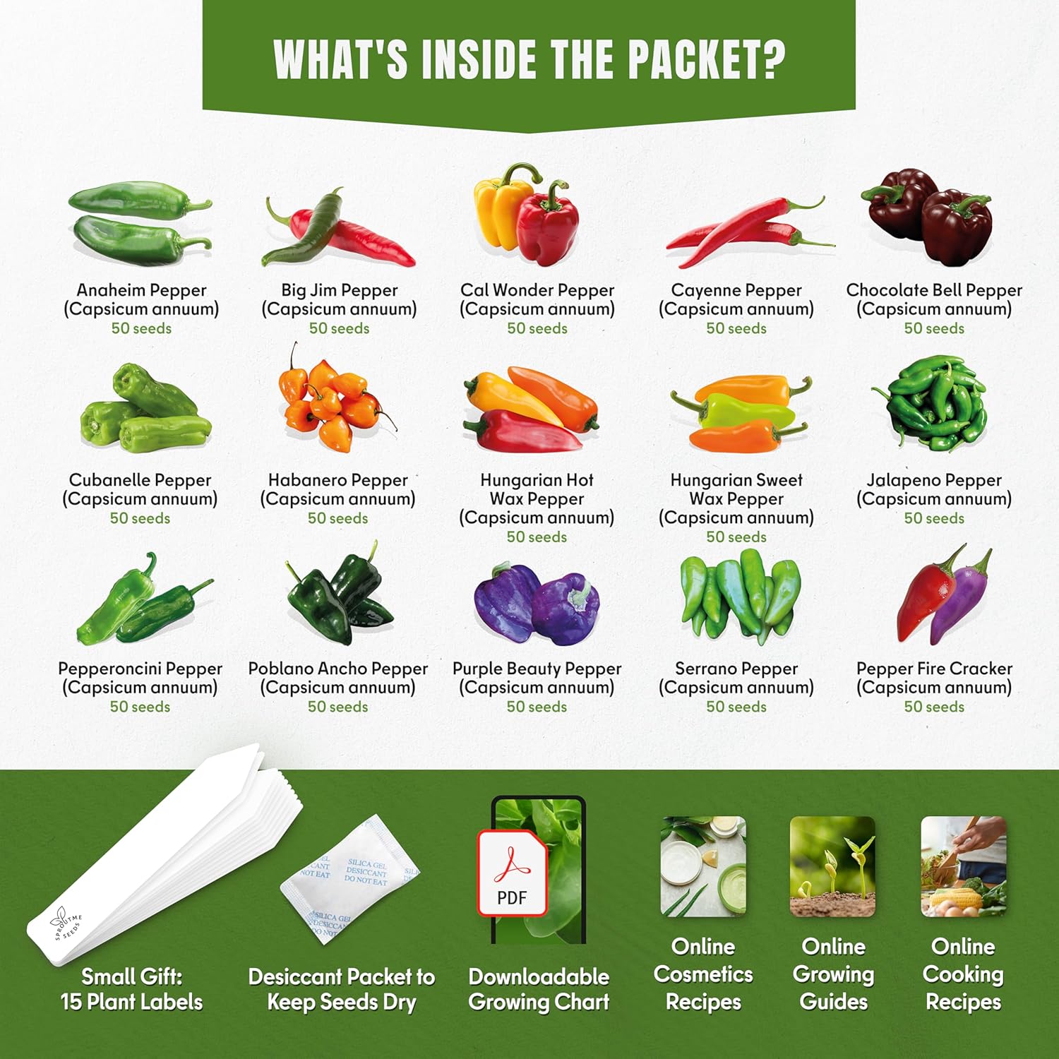 15 Variety Sweet & Hot Pepper Seed Kit - Buy Online at the Best