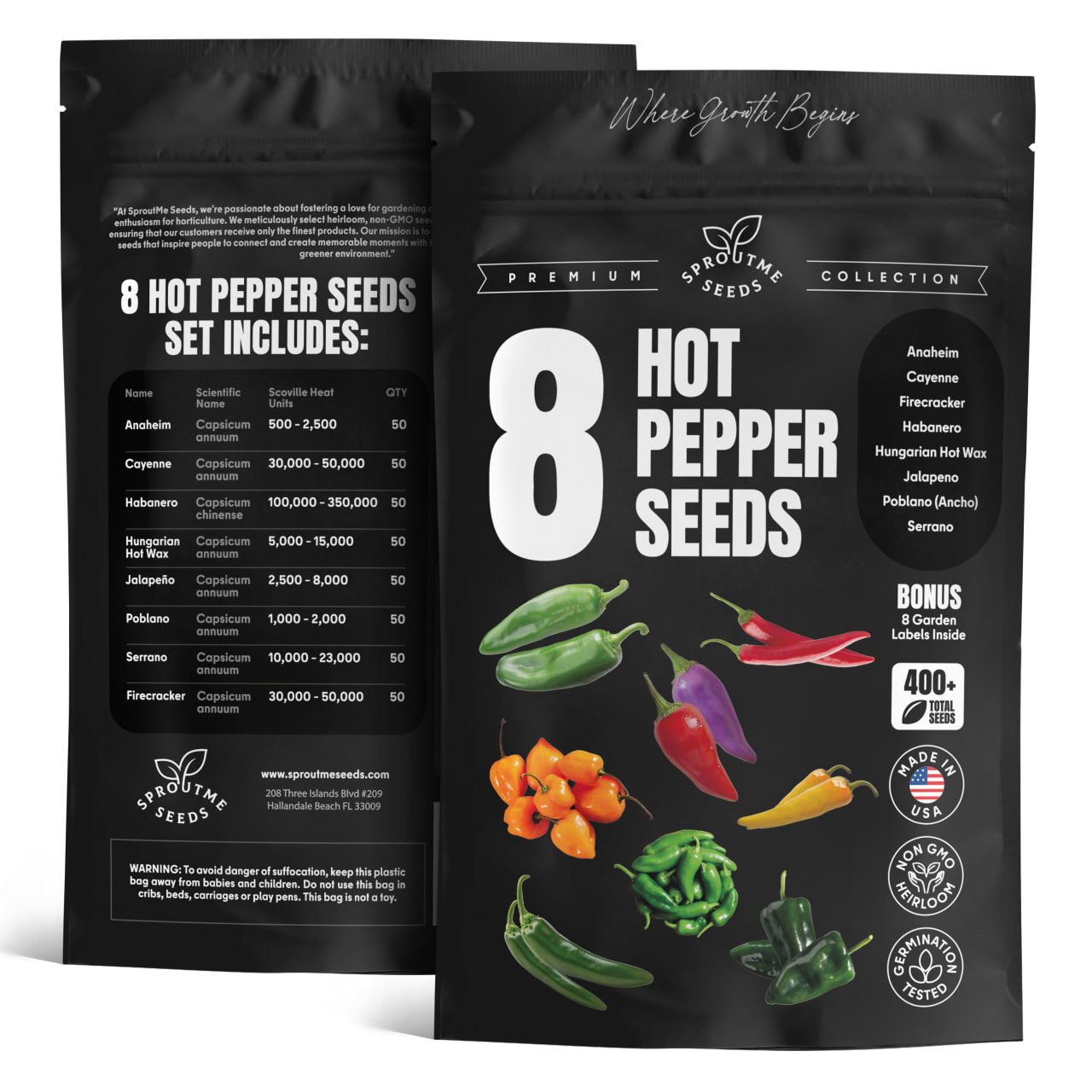 8 Variety Hot Pepper Seed Pack - Buy Online at the Best Price