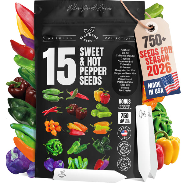 15 Sweet & Hot Pepper Seeds Vegetable Variety Pack Home Garden Kit